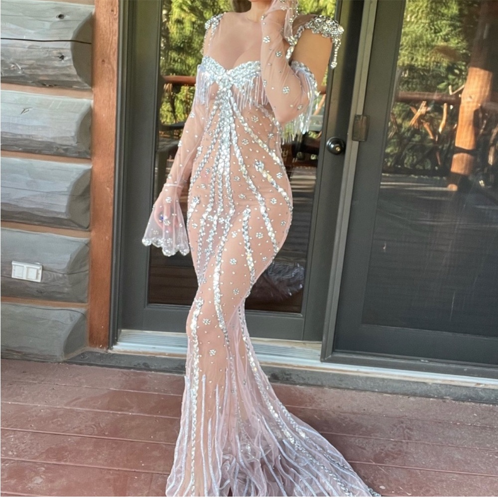 CUSTOM SHEER MESH GOWN